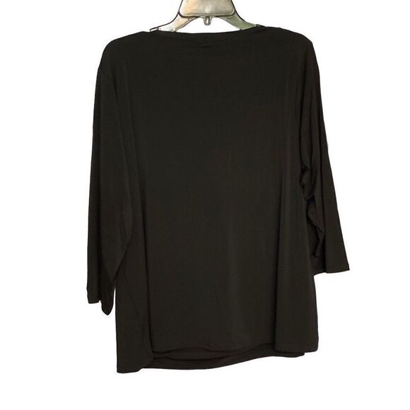 New Premise Black Cowl Neck 3/4 Sleeves Top Size 2X, Slinky Fabric - Picture 3 of 12